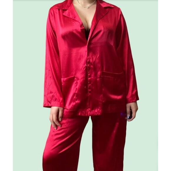 Victoria's Secret  Button Down Red Pajama Set Sz L - Picture 13 of 14